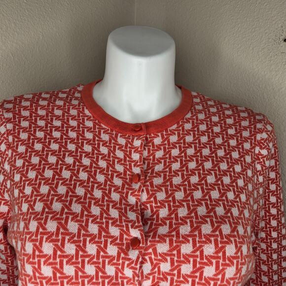 LOFT OUTLET Printed Button Up Cardigan Orange & White Size XL - Picture 11 of 14